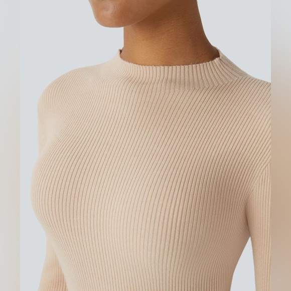 Halara Ribbed Knit Round Neck Long Sleeve Casual Sweater medium - Picture 4 of 5